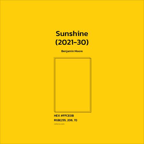 Benjamin Moore Sunshine (2021-30) Paint - color codes, matching paints ...