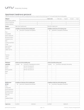Fillable Online Apartment hand-over protocol Fax Email Print - pdfFiller