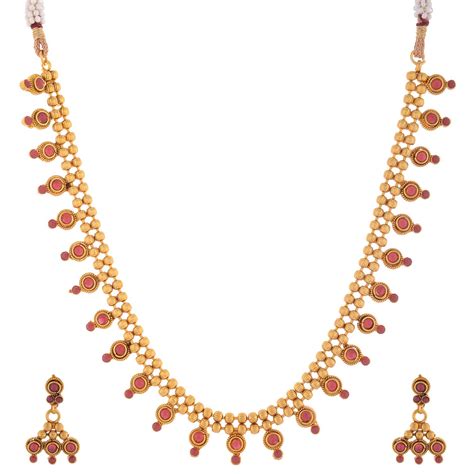 Buy 1 Gram Gold Plated South Indian Traditional Necklce Set at Amazon.in