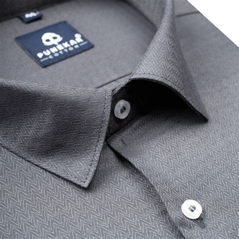 Dark Grey Color Dobby Cotton Satin Shirt For Men – Punekar Cotton