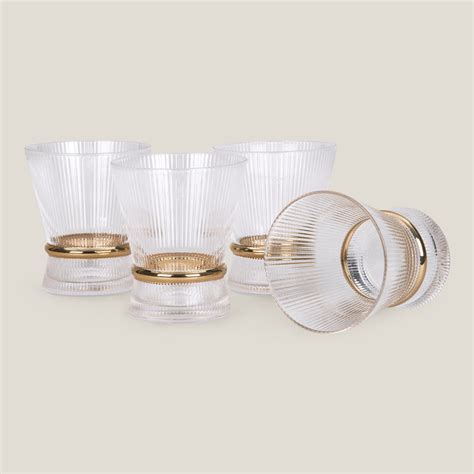 Buy Grandeur Gilded Gold Whiskey Glass Set of 4 Online – Address Home