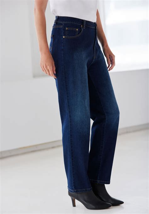 Women's Classic Straight-Leg Denim Jeans, White | Woman Within