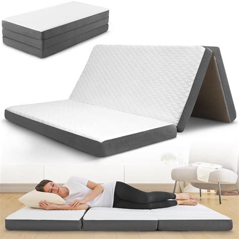 Tri Folding Mattress with Memory Foam Layer - 4 Inch Trifold Foldable ...