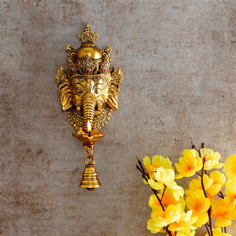Lord Ganesha Diya With Bell Metal Handcrafted Wall Hanging ...