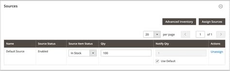 Asignar orígenes de inventario por producto | Adobe Commerce