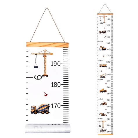 Buy JJGoo Kids Baby Growth Chart Hanging Ruler Wall Decor, Wood Fabric ...