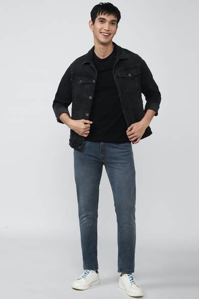 Buy Men Navy Mid Wash Slim Tapered Jeans Online - 731678 | Peter England