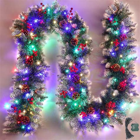 9Ft Snowflake Christmas Garland with 50 Colorful LED Lights by ...