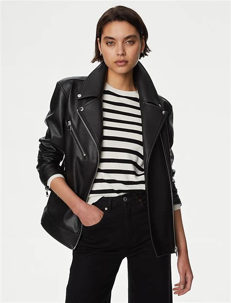 Buy Faux Leather Girlfriend Biker Jacket at Marks & Spencer