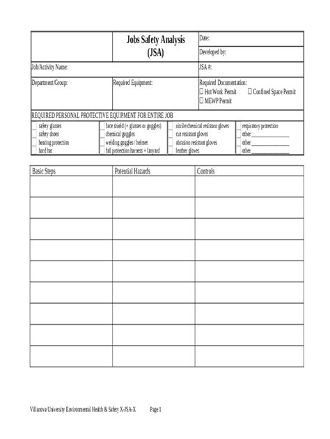 Jobs Safety Analysis - www1 villanova Doc Template | pdfFiller