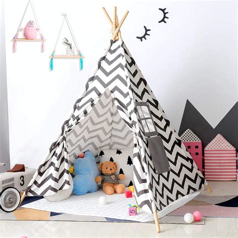 Buy Kids Teepee Tent Play Tents with Fairy Lights & Mat, Princess Tent ...