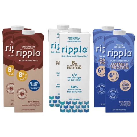 Ripple Non-Dairy Milk Variety Pack | Original, Chocolate, Oat | Vegan ...