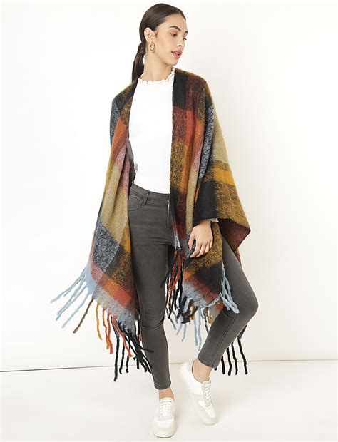 Buy Pure Acrylic Printed Poncho at Marks & Spencer