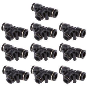 10x Tube OD 10mm to 8mm Pneumatic Reduced Tee Union Air Fittings ...