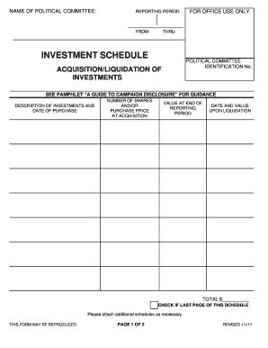 Fillable Online elections illinois Investment schedule acquisition ...