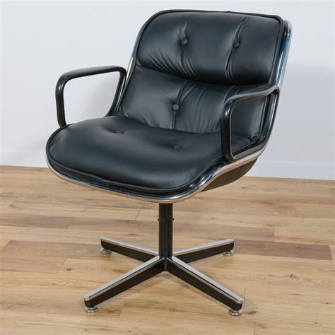 Black Leather Desk Chair by Charles Pollock for Knoll Inc. / Knoll ...