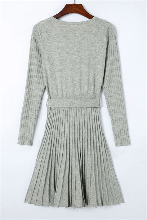 The Rowan | Ribbed Pleated Sweater Wrap Dress | Jane.com