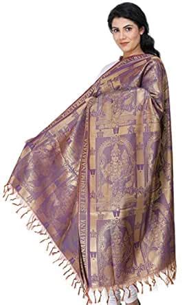 Buy Exotic India Sri Lakshmi Narayana Brocaded Prayer Shawl - Color ...