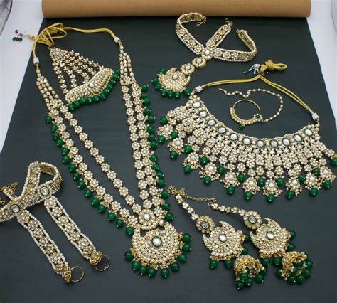 Green Kundan Bridal Jewellery Set | Zevar