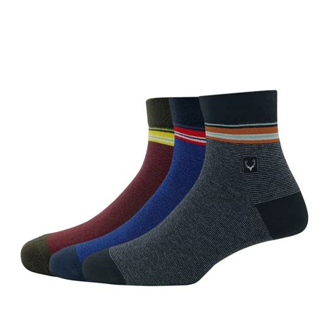 Buy Allen Solly Men's Cotton Quarter Length Socks (Pack of 3) Olive ...