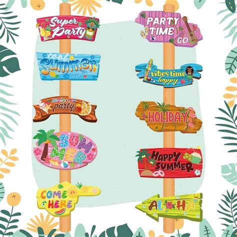 10PCS Summer Hawaiian Party Welcome Sign, Luau Party Time Go, Happy ...