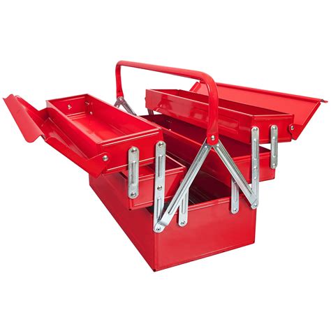 BIG RED 18" Tool Box Portable Steel/Metal Locking Toolbox Organizer with 5 Cantilever Tool Tray ...