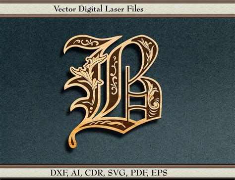 Old English Monogram Letter B, Vector. Svg, Dxf, Ai, Cdr, Pdf, Eps. for ...