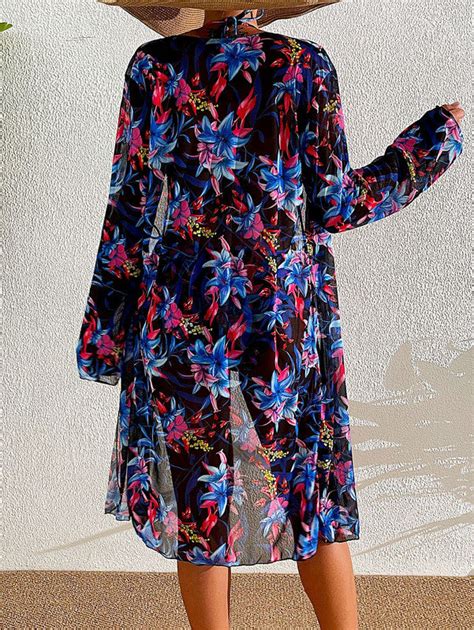 Three Piece Swimsuit Set with Bikini Shawl and Sunscreen Mesh Black ...