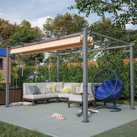 CASEMIOL Outdoor Pergola, 10 x 10 Metal Gazebo Upgraded Canopy with ...