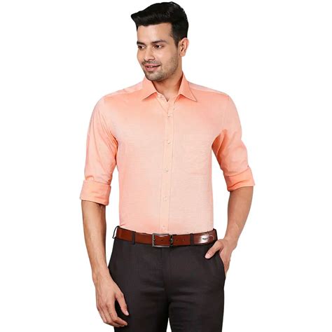 Men Orange Contemporary Fit Structure Cotton Full Sleeve Shirts – MyRaymond