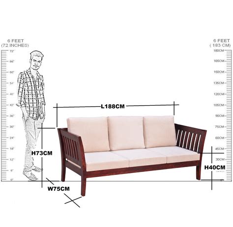 Solid Wood Stripe Design Sofa 3 Seater - RAJ HANDICRAFT