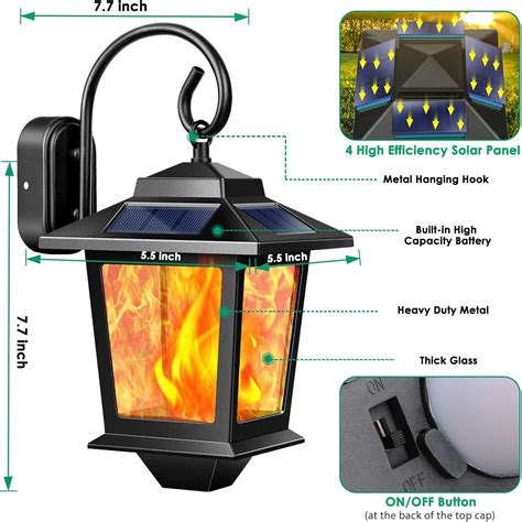 Buy TomCare Solar Post Lights Outdoor Flickering Flame Solar Outdoor ...