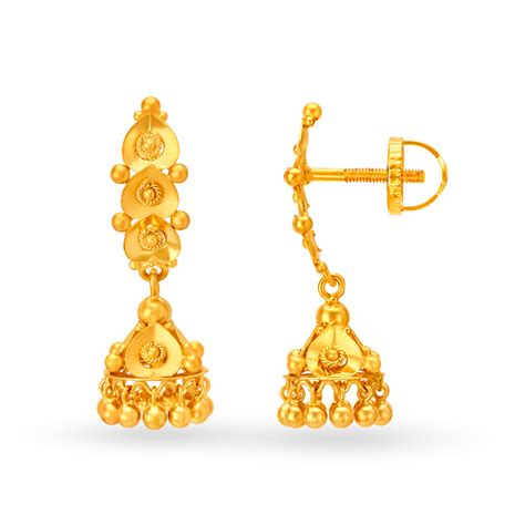 Captivating Yellow Gold Jhumki Earrings