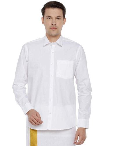 Pure Cotton Shirts Online | White Shirts for Men | Uathayam