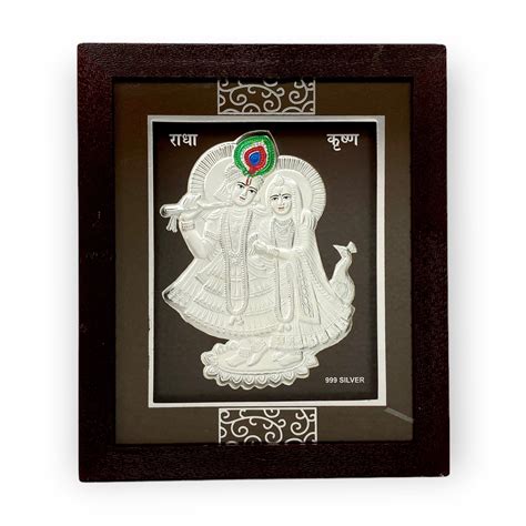 Exquisite 999 Pure Silver Radhe Krishna Frame by Hem Jewels® - 7x5 Inches