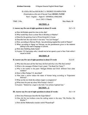 Degree 1st Sem English Question Paper 2024 Pdf - Fill Online, Printable ...