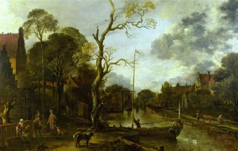 Wallpaper landscape, tree, picture, Art van der NEER, Aert van der Neer ...