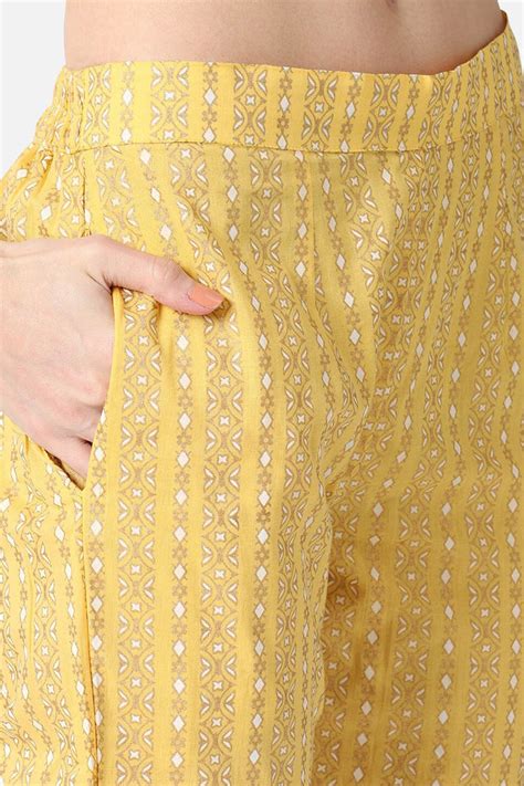 Yellow Pure Cotton Ethnic Motifs Straight Kurta Set VKSET1062 – Jinaaya