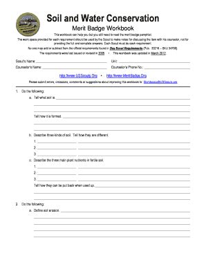 Fillable Online Soil and Water Conservation Merit Badge Workbook This ...