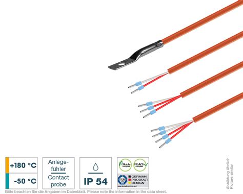 Contact probe with cable lug and silicone cable | Testo Sensor English