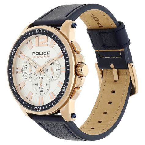 Buy Online Police Quartz Chronograph Silver Dial Leather Strap Watch ...