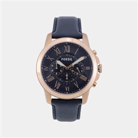 Fossil Grant Men Blue Chronograph Leather Watch FS4835 – Just In Time