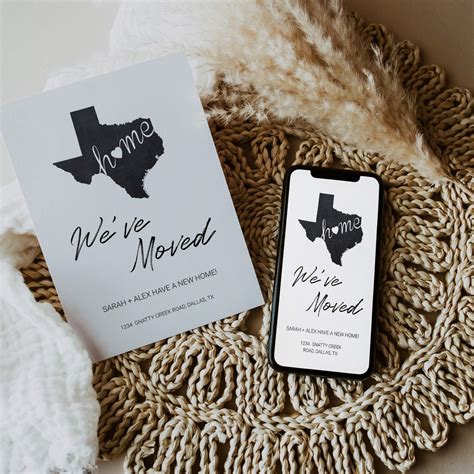 Buy We've Moved Announcement for a Texas, Chalkboard State Map, New ...
