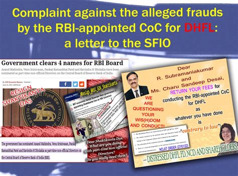 Complaint against the alleged frauds by the RBI-appointed CoC for DHFL ...