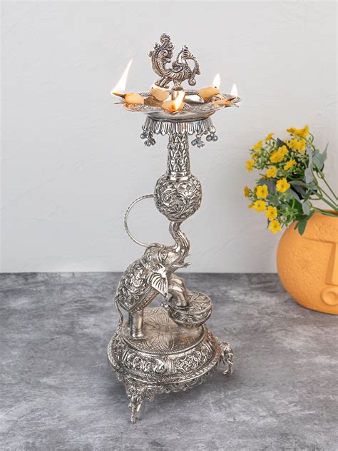 Antique Finish Oxidized Silver Samai Lamp | Discover Now