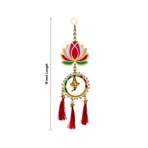 Ganesh Lotus Wall Hanging Pair – 15 Inch | Ganesha Decor Piece / Lotus