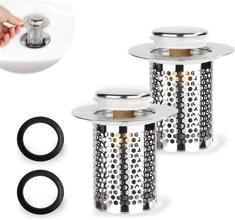 2Pcs Bathroom Sink Drain Strainer,Stainless Steel Bathroom Drain Filter ...