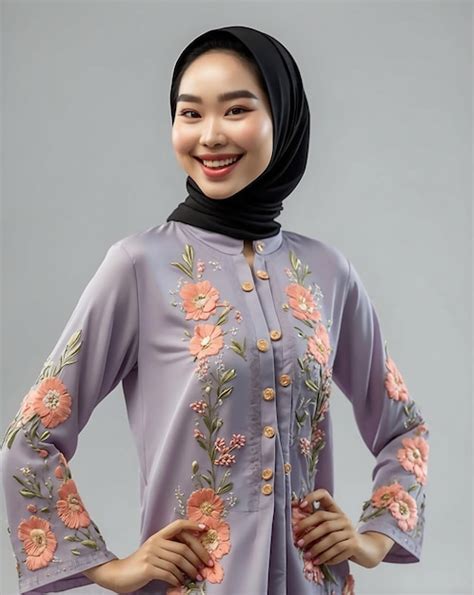 Curvy woman in elegant baju kurung | Premium AI-generated image