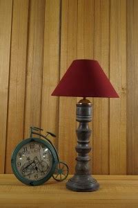 Tu Casa GREY MANGO WOOD TABLE LAMP WITH 10" PYRAMID SHADE COLOR--MAROON ...