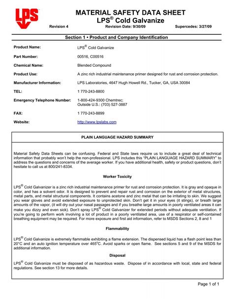 MSDS - CMC Construction Services